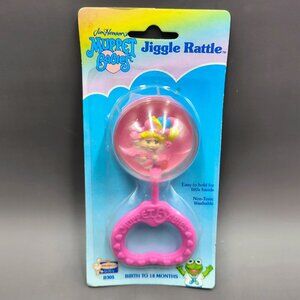 Miss Piggy Jiggle Rattle Remco Muppet Babies Pink Vintage NOS 5 inch